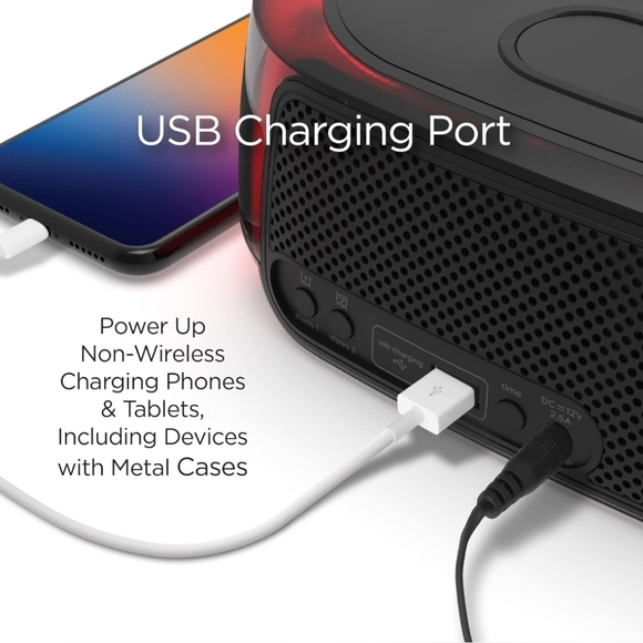 iHome Wireless Charging Bluetooth Color Changing Alarm Clock Speaker with USB - Picture 5 of 16